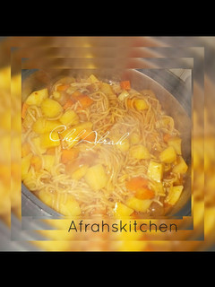 A picture of Jollof spaghetti.