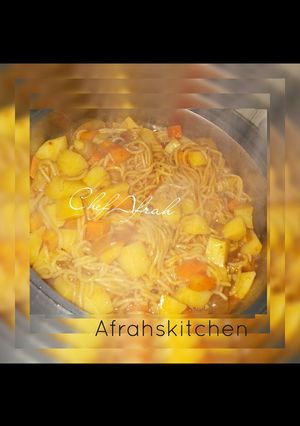 A picture of Jollof spaghetti.