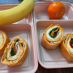 A picture of Buffalo chicken pinwheels.