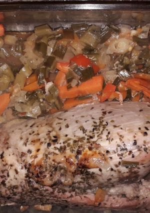 Una foto de Peceto al horno con verduritas