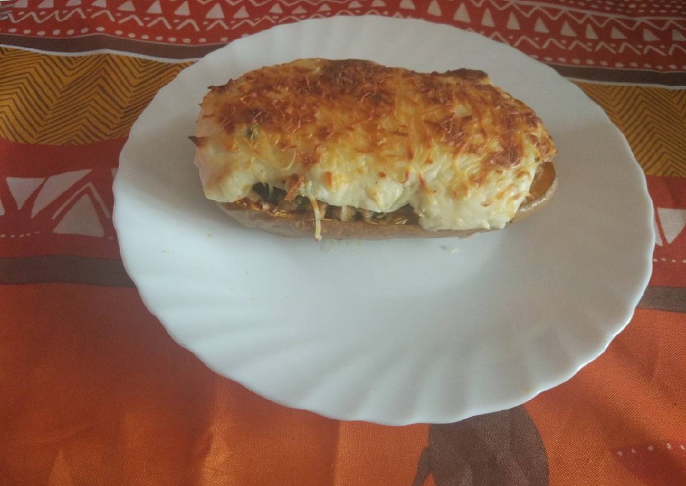 Calabaza rellena de carne con espinacas y bechamel 💜