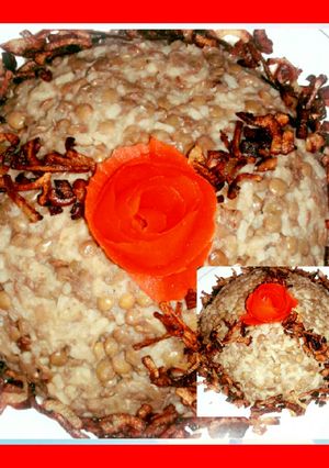 A picture of Mujadara Rice.