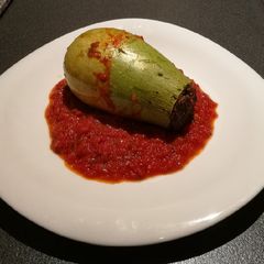 A picture of Stuffed Zucchini (Low Carb, Vegetarian/Vegan Option also).