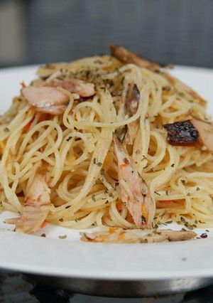 Foto resep Aglio olio with smoked fish