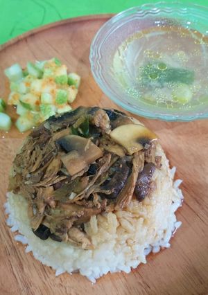 Foto resep Nasi Tim Ayam Jamur
