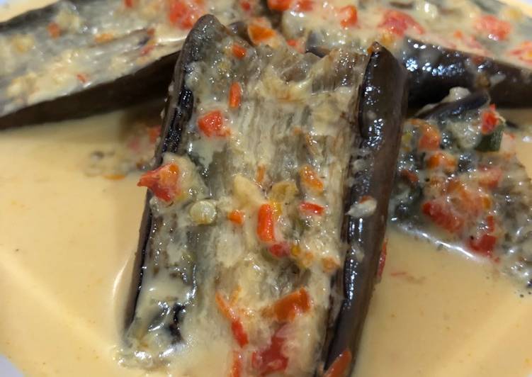 Terong bakar teflon kuah santan pedas