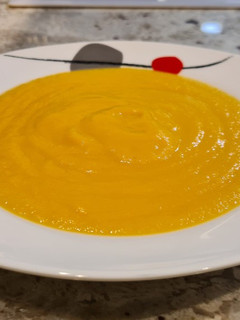 Una foto de Crema de calabacín, calabaza y puerros