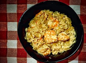 Una foto de Risotto de camarones