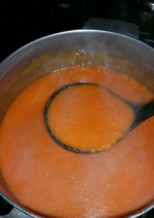 A picture of Roasted Red Pepper and Tomato Soup.