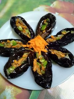 صورة لوصفة الباذنجان المحشي بخلطة الثوم والكمون والليمون😋❤️🍆