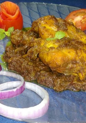 A picture of Onion oil chicken.
