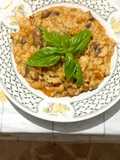 Risotto con zucca,funghi gamberetti e acciughe