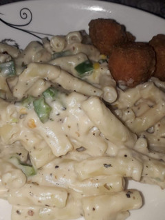 A picture of Chicken Cheese Balls White Sauce Penne Pasta ❤.