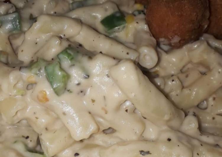 Simple Way to Make Favorite Chicken Cheese Balls White Sauce Penne Pasta ❤