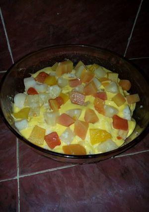صورة لوصفة حلا الكيك بالفواكة المشكلة من أم أسامة