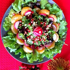 A picture of Fresh seasonal salad with French dressing.