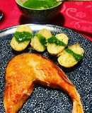 Salmón salvaje a la plancha con papas con mojo verde, pimienta y sal de limón 🤩