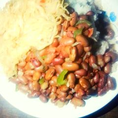 A picture of Rice beans with cabbage#Endofyearchallenge.