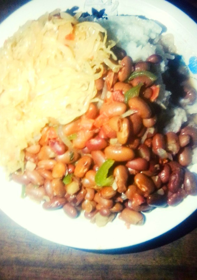 A picture of Rice beans with cabbage#Endofyearchallenge.