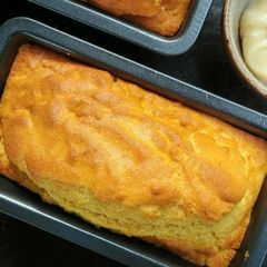 A picture of Cornbread with Honey Whipped Butter.