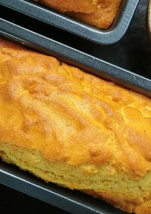 A picture of Cornbread with Honey Whipped Butter.