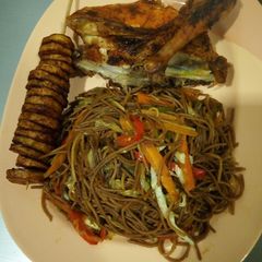 A picture of Brown spaghetti.