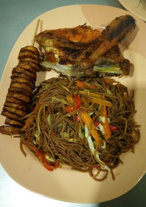 A picture of Brown spaghetti.