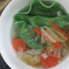 A picture of Vegetarian wonton soup.
