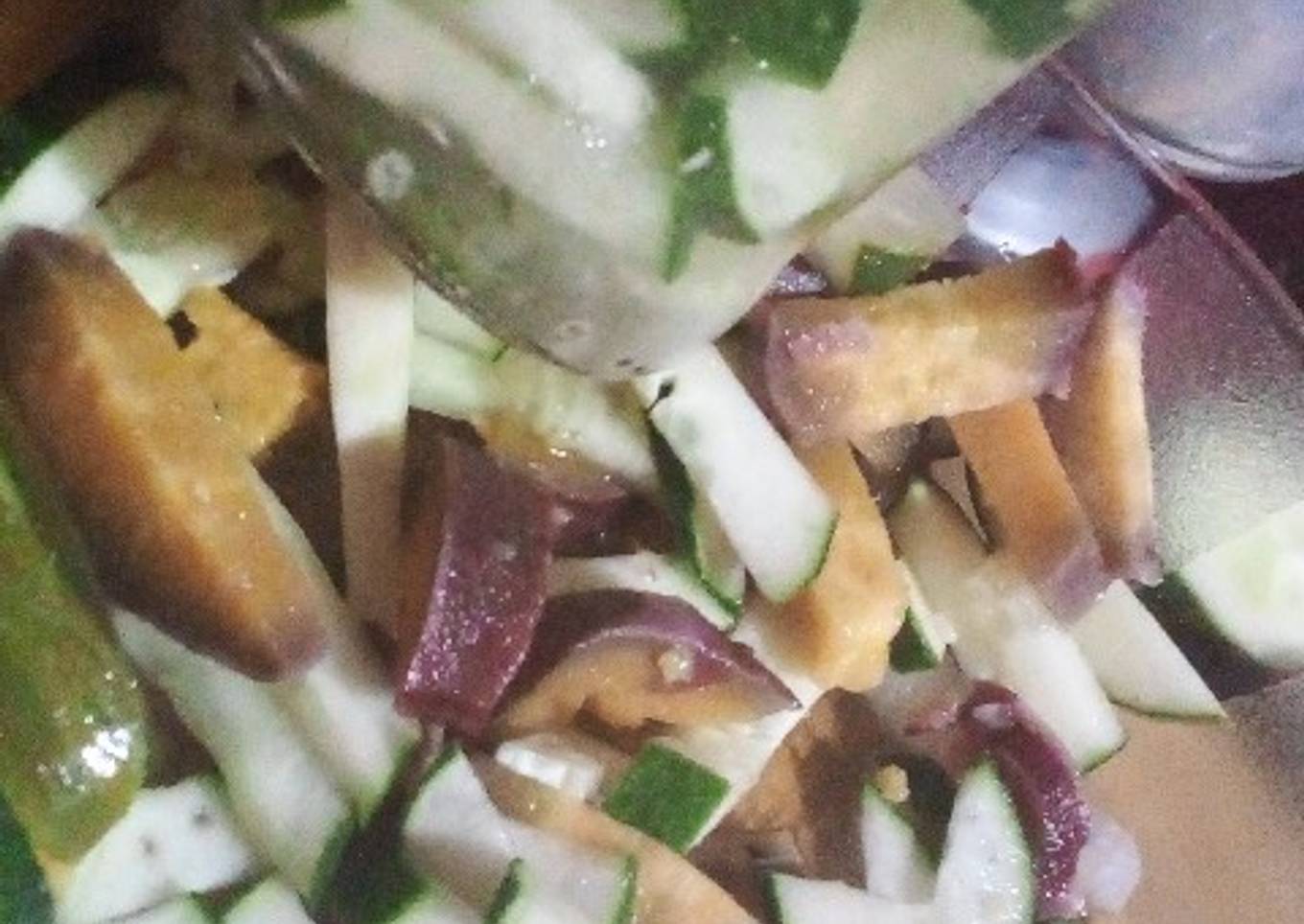 ENSALADA DE PEPINO FRESCO Y EN VINAGRE CON BATATA 🍠🍽🍴