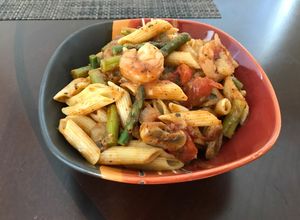 Una foto de Pasta con camarones