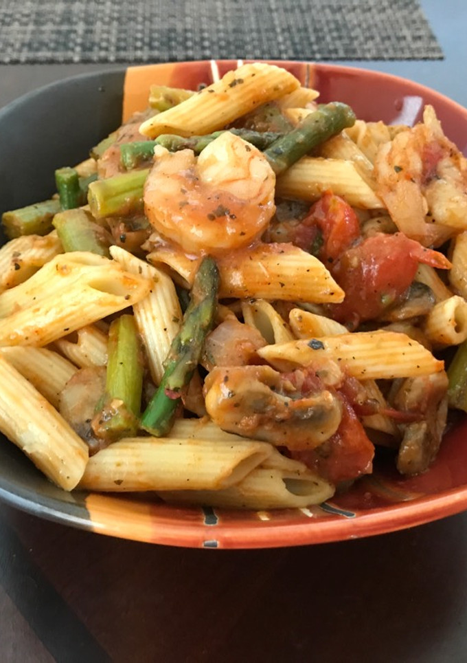 Una foto de Pasta con camarones