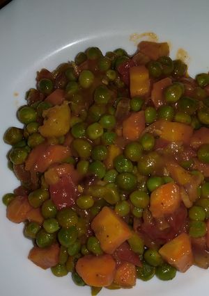 A picture of Green peas with carrots# mums recipe.