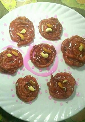 A picture of Strawberry sweet jalebi.