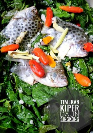 Foto resep Tim ikan kiper Daun singkong