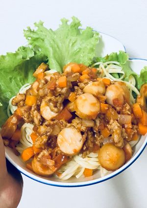 รูปของ สปาเกตตีผัดซอสมะเขือเทศง่ายๆเพียง4ขั้นตอน🍝🍅