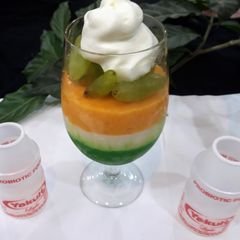 A picture of Yakult Tricolour Bread Pudding without heat jhatpat recipe.