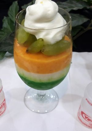 A picture of Yakult Tricolour Bread Pudding without heat jhatpat recipe.