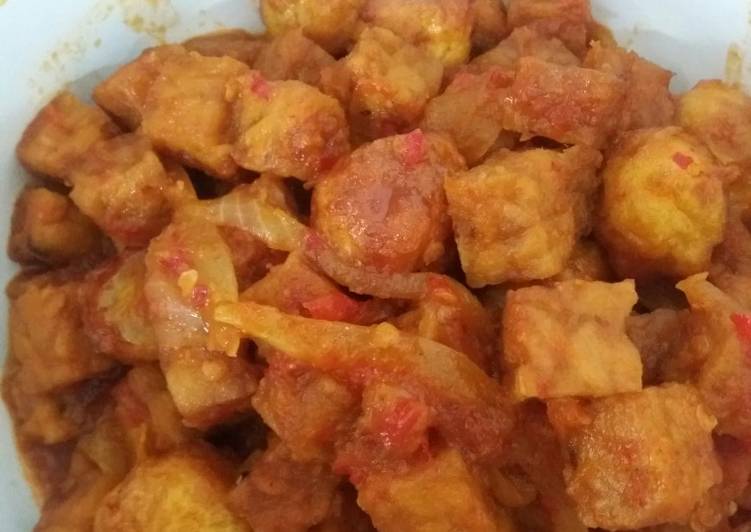 Balado telur puyuh dan tempe