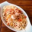 Spaggethi Aglio Olio topping Udang