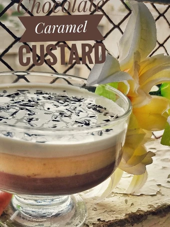 Recipe 3 coloured chocolate caramel custard the Perfect Delicious