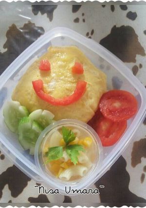 Foto resep Nasi selimut + sup jagung macaroni (bekal ceria ^^)