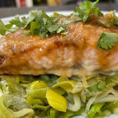 Miso Salmon with Sautéed Leeks A picture of Miso Salmon with Sautéed Leeks.