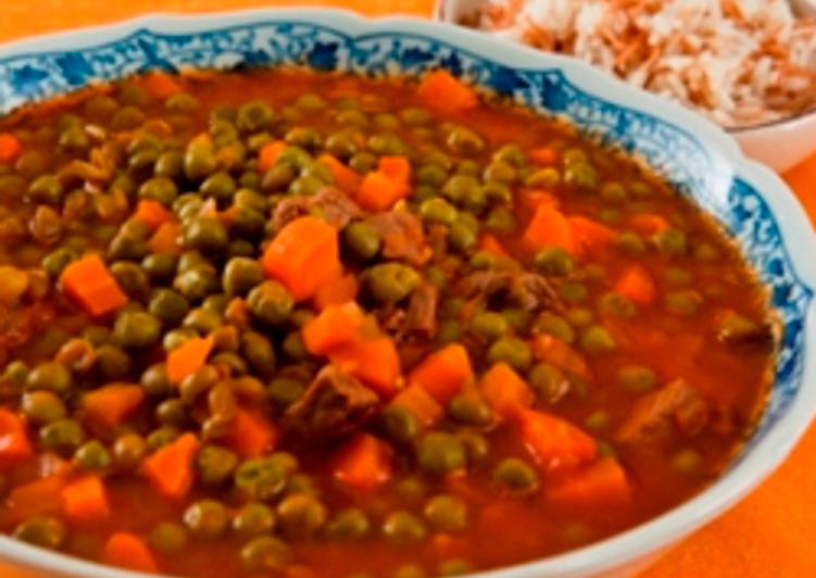 Recipe of Super Quick Homemade Green peas and meat stew - bazella w riz