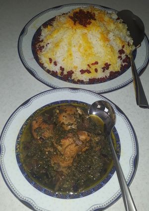 عکسی از دستور خورشت آلو اسفناج