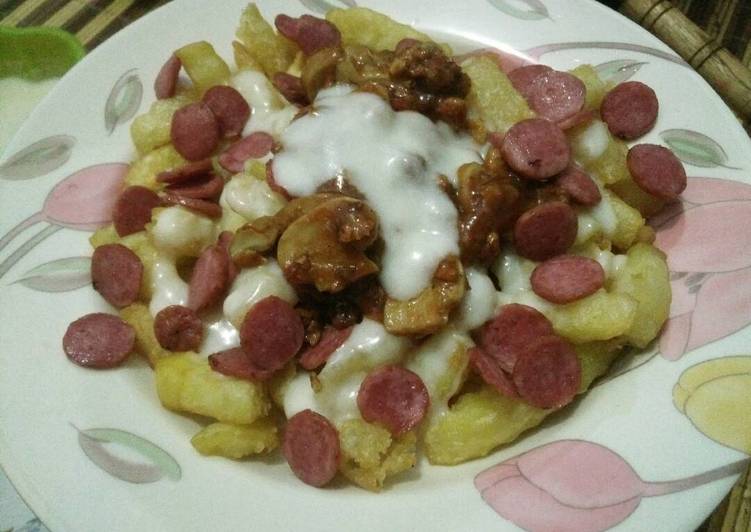 Cara Gampang Membuat Volcano fries mozarella with bolognais Anti Gagal