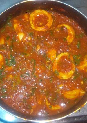 A picture of Egg curry with royco cubes.