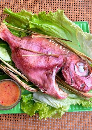 Hình của món Cá Sơn Thóc Nướng Sả.
