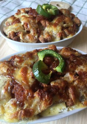 Foto resep Chicken and cheese Baked rice