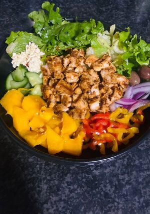 A picture of Tropical Chicken Poke Bowl.