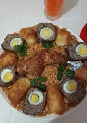 صورة لوصفة تليتلي مجمر مع رولي اللحم بنيين
